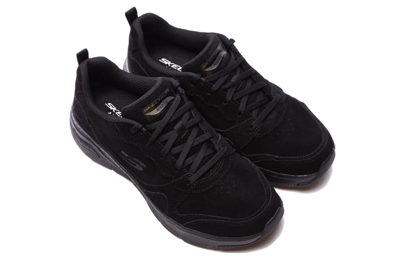 (WMNS) Skechers Arch Fit High Spirits Suede Leather 'Black' 149729-BBK