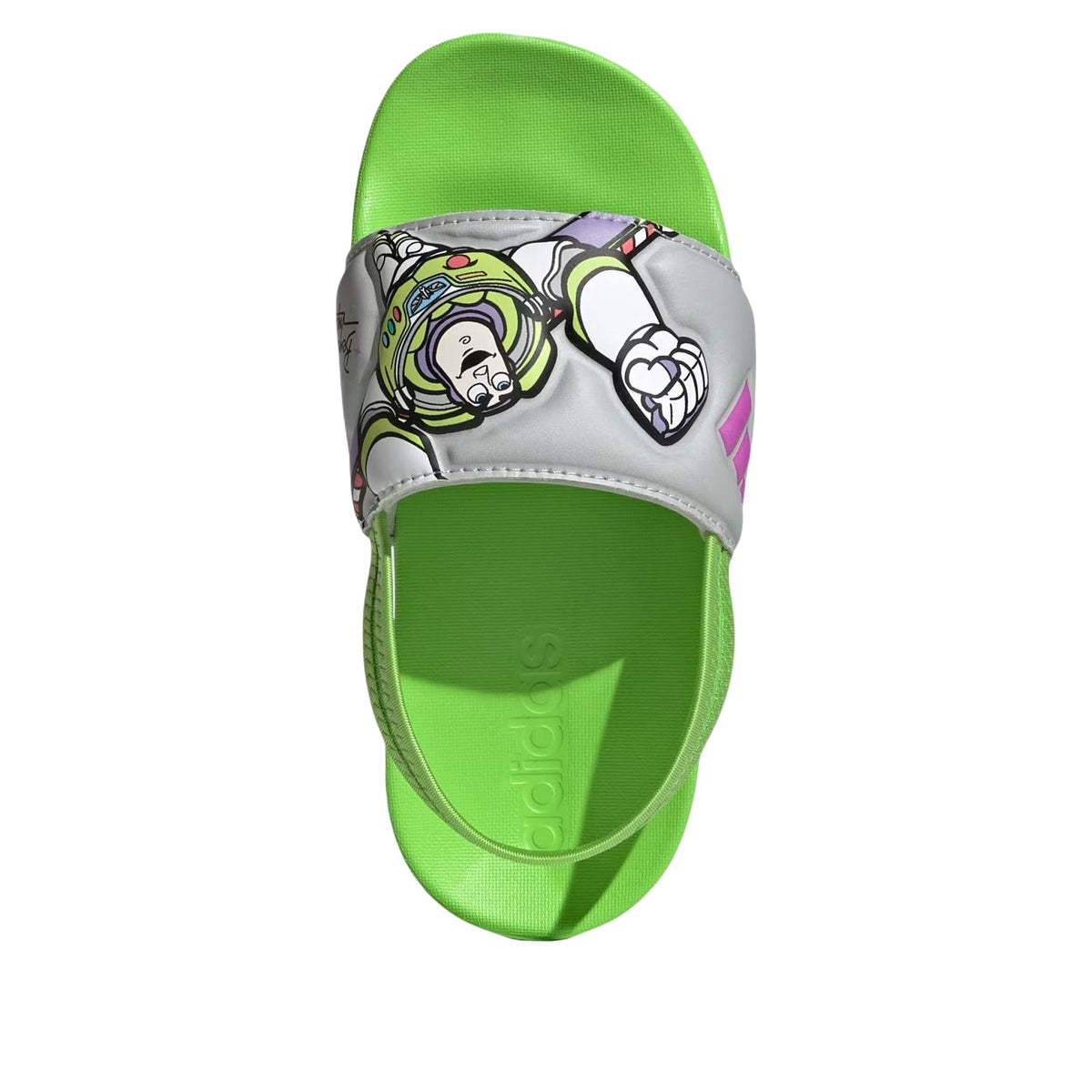 (PS) adidas x Pixar Toy Story Adilette Estrap Slides 'Semi Solar Green Purple Burst Grey Two' JQ4366