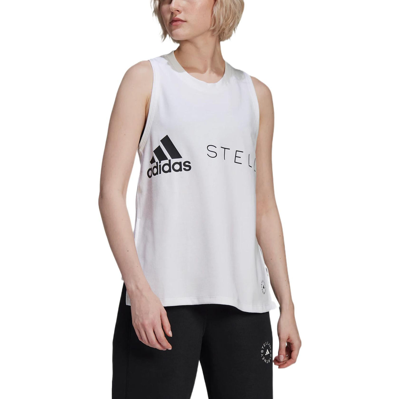 (WMNS) adidas by Stella McCartney Sportswear Logo Tank Top 'White Black' HA8972