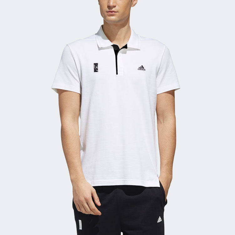 adidas Casual Sports Training Gym Breathable Short Sleeve Polo Shirt White DY8749