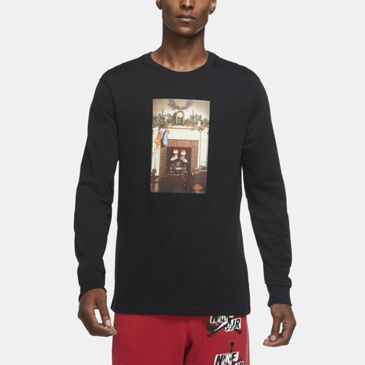Air Jordan Pattern Printing Round Neck Long Sleeves Black CV1747-010