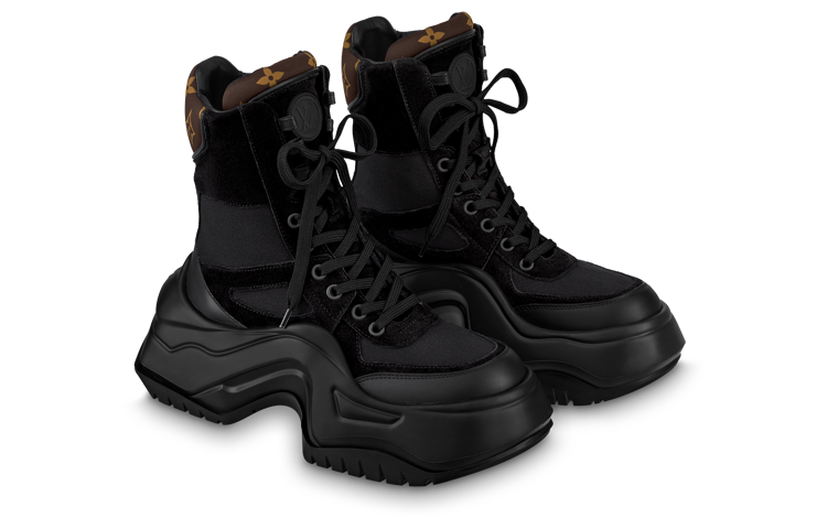 (WMNS) LOUIS VUITTON Archlight 2.0 Platform Ankle Sneakers 'Black with Brown Monogram' 1ABI0Z