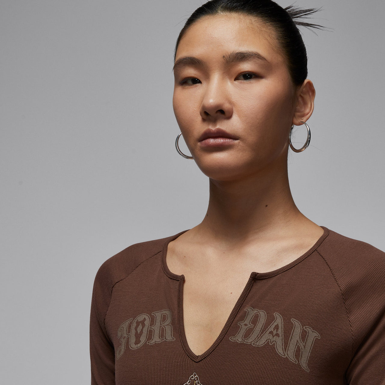 (WMNS) Air Jordan New Year Collection Long Sleeved Knit Top 'Light Chocolate' IQ3964-216