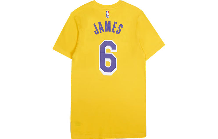Men's Nike NBA Lakers Lebron James No. 6 Casual Breathable Sports Short Sleeve Yellow T-Shirt CV8528-745