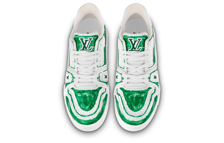 LOUIS VUITTON LV Trainer Sneakers 'White and Colored In Green' 1ABLX1