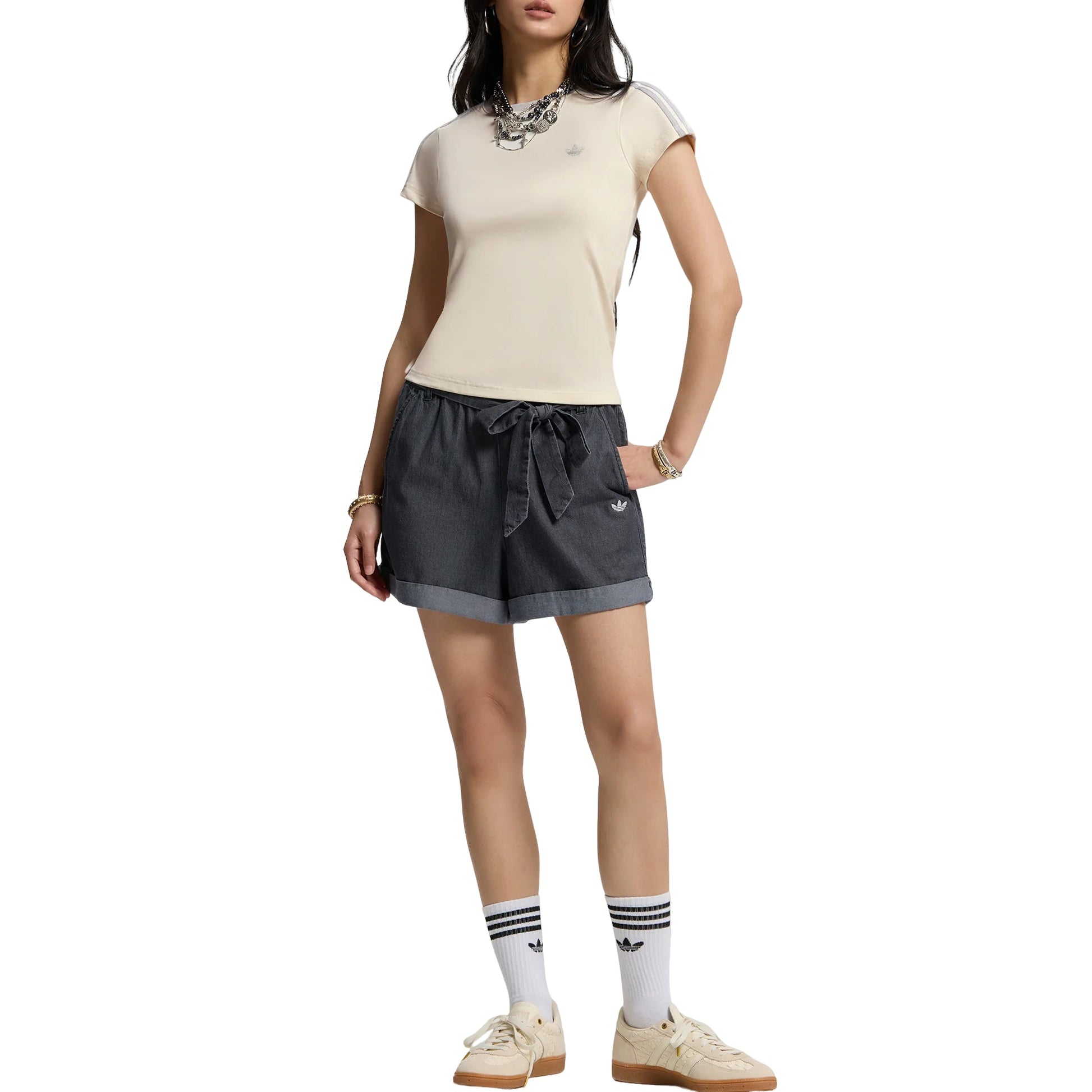 (WMNS) adidas Tailored Cali T-Shirt Asia Sizing 'Chalk White' KT7790