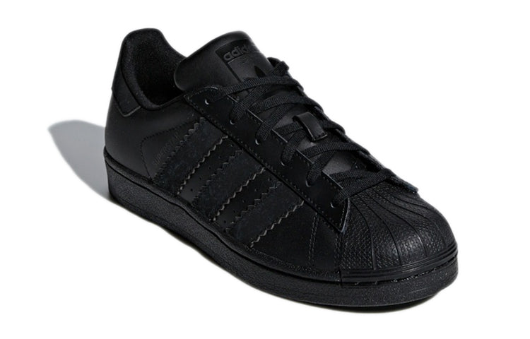 (GS) adidas originals Superstar J Cozy Wear-resistant Skateboarding Shoes 'Black' CG6613