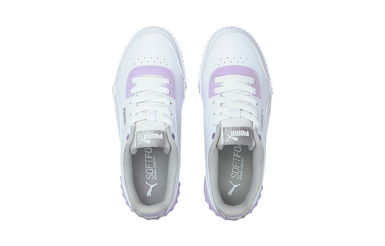 (GS) PUMA Carina Lift Shine Casual Board Shoes White/Purple 380552-01