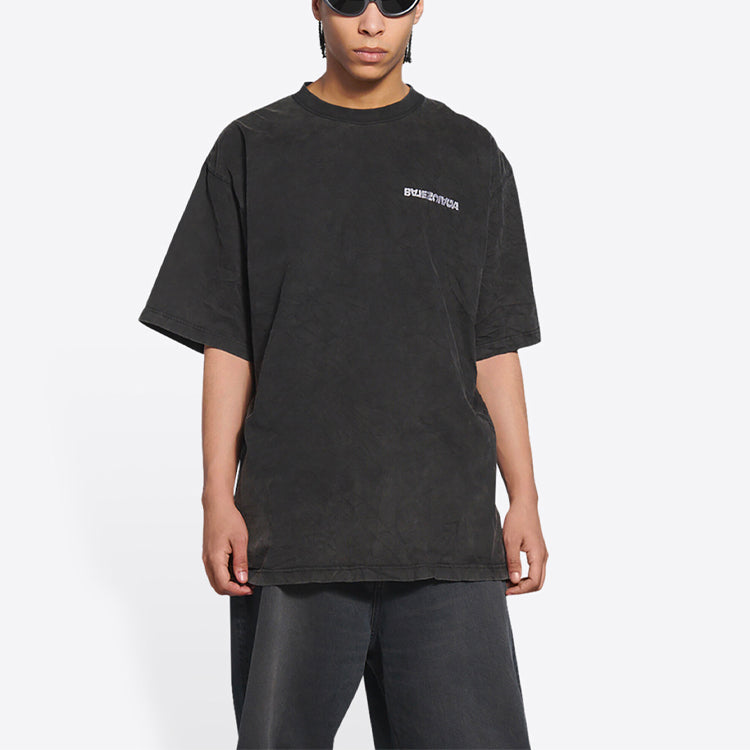 Balenciaga Turn Slit T-Shirt 'Washed Black' 675016TLVB39034