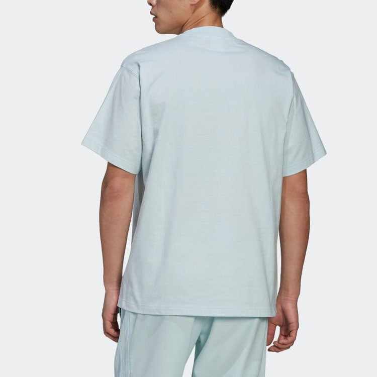 Men's adidas originals Small Logo Embroidered Solid Color Round Neck Short Sleeve Blue T-Shirt HK0315