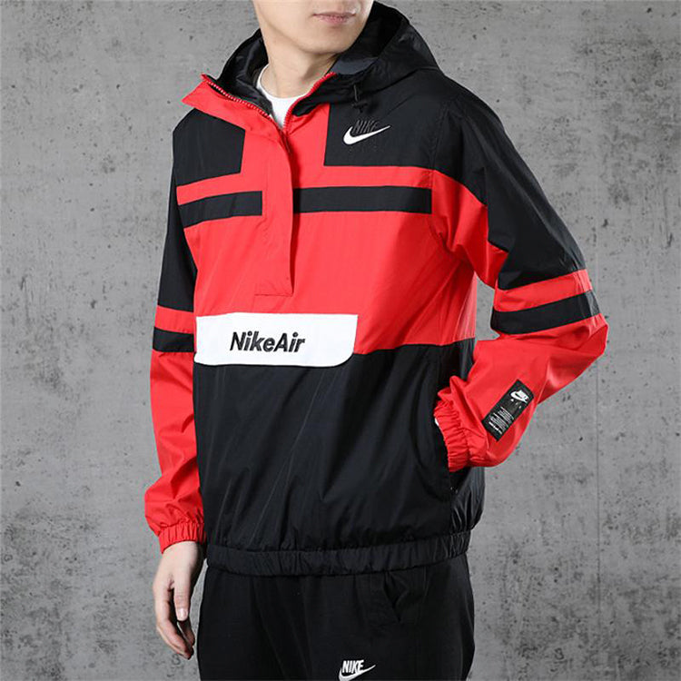 Nike Air Windproof Anti Tear Half Cardigan Jacket 'Red Black' CJ4835-657