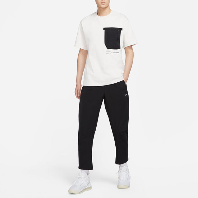 Men's Air Jordan Solid Color Logo Printing Lacing Straight Casual Pants/Trousers Autumn Black DR3095-010