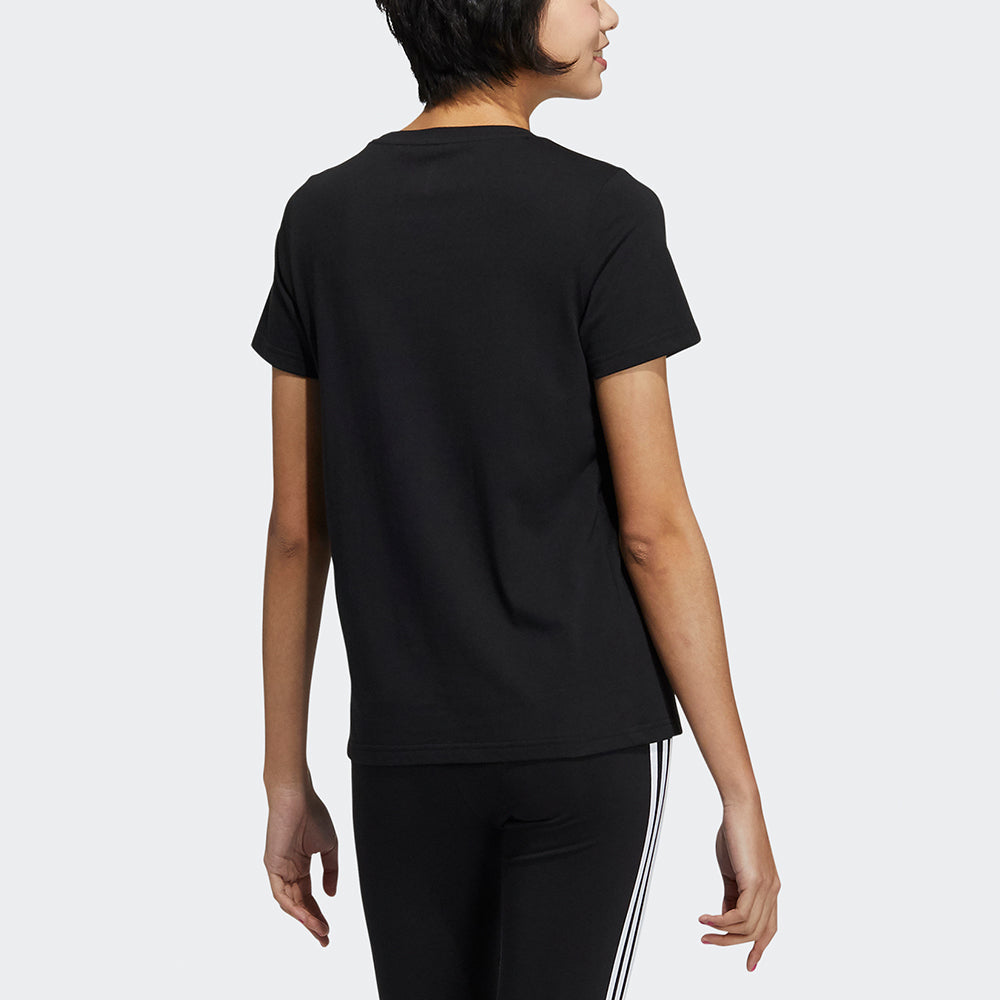 (WMNS) adidas neo Esntl Tee1 Logo Printing Sports Round Neck Short Sleeve Black GS5177
