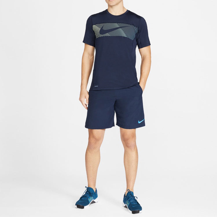 Nike Printing Round Neck Short Sleeve Training Navy Blue CT2923-451