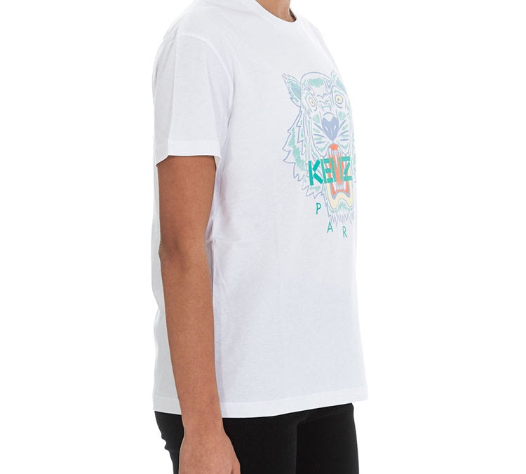 KENZO SS20 Tiger Head Pattern Short Sleeve White FA5-2TS959-4YA-01