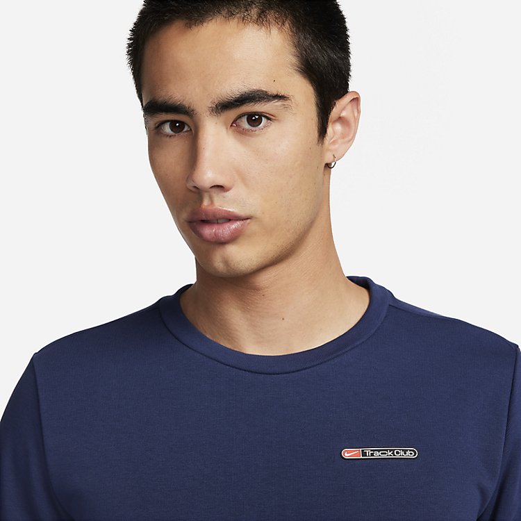 NIKE DRI-FIT TRACK CLUB Fleece Long-Sleeve Crew Neck Running Sweatshirt 'MIDNIGHT NAVY' FB5510-410