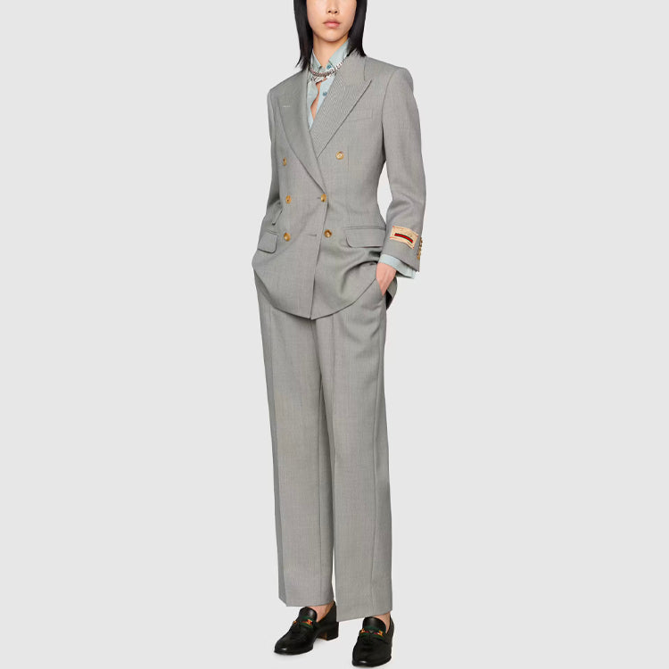 (WMNS) Gucci Sharkskin Wool Pants 'Grey' 675974-ZACFE-4734