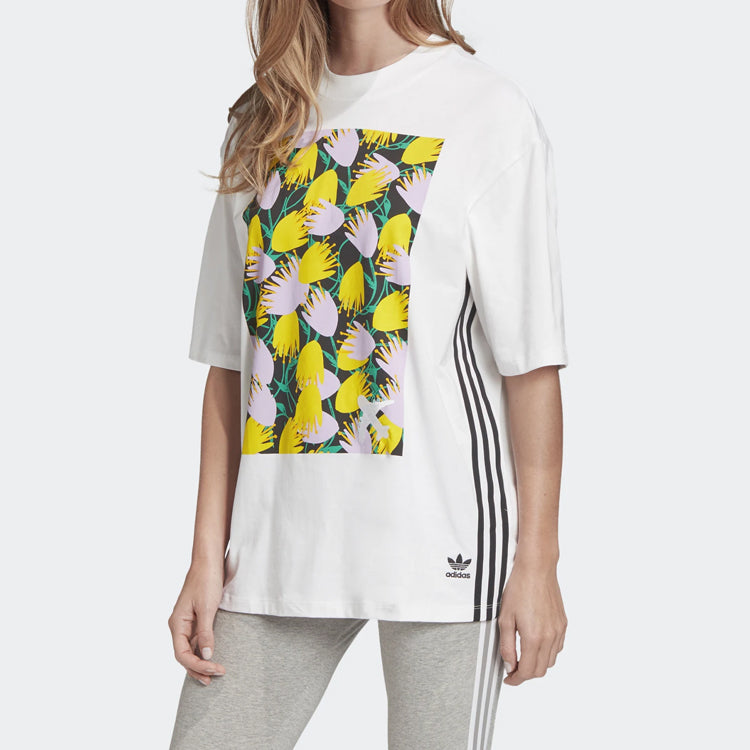 (WMNS) adidas originals GRAPHIC Flowers Short Sleeve White FL4080