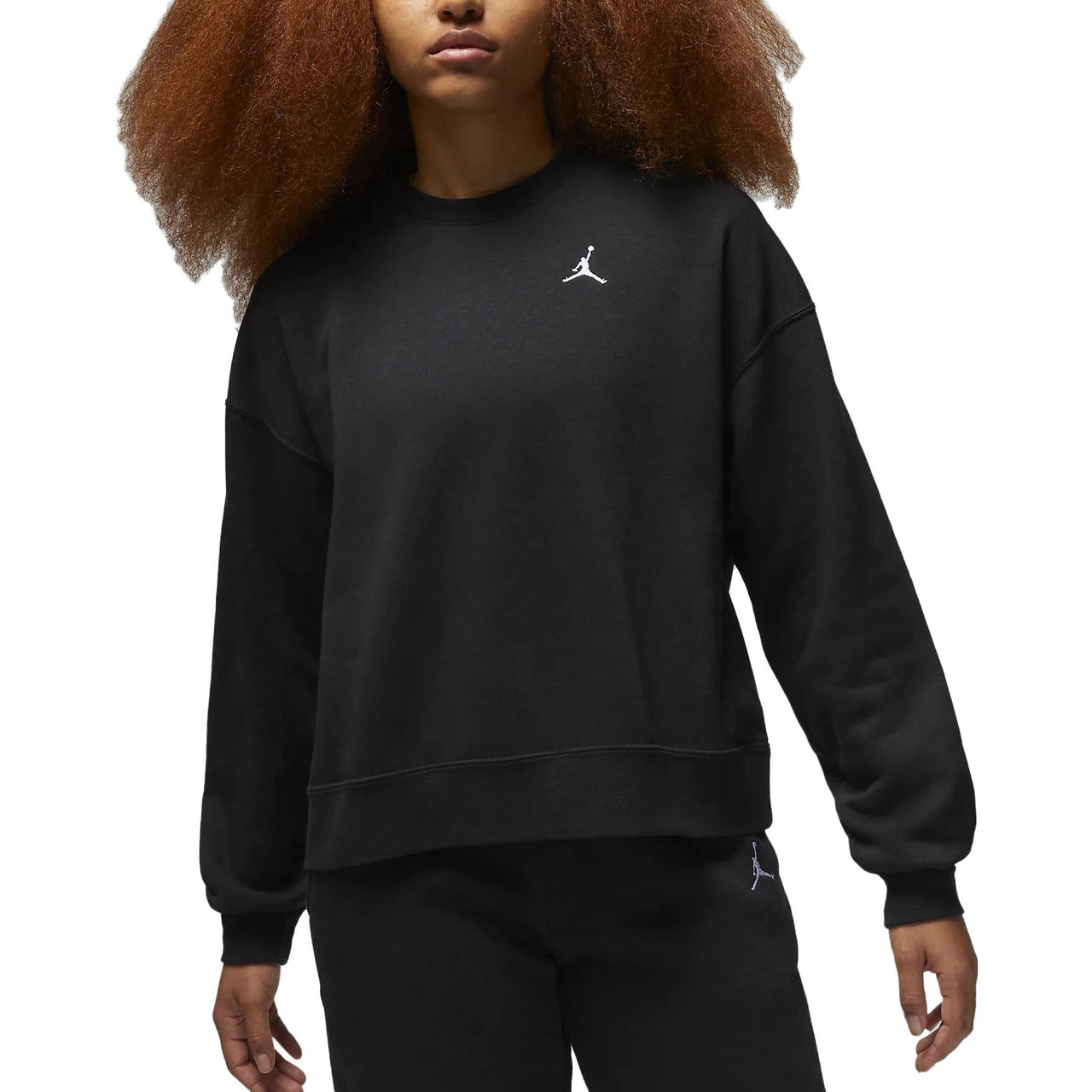 (WMNS) Air Jordan Brooklyn Fleece Crewneck Sweatshirt Asia Sizing 'Black' FN4492-010