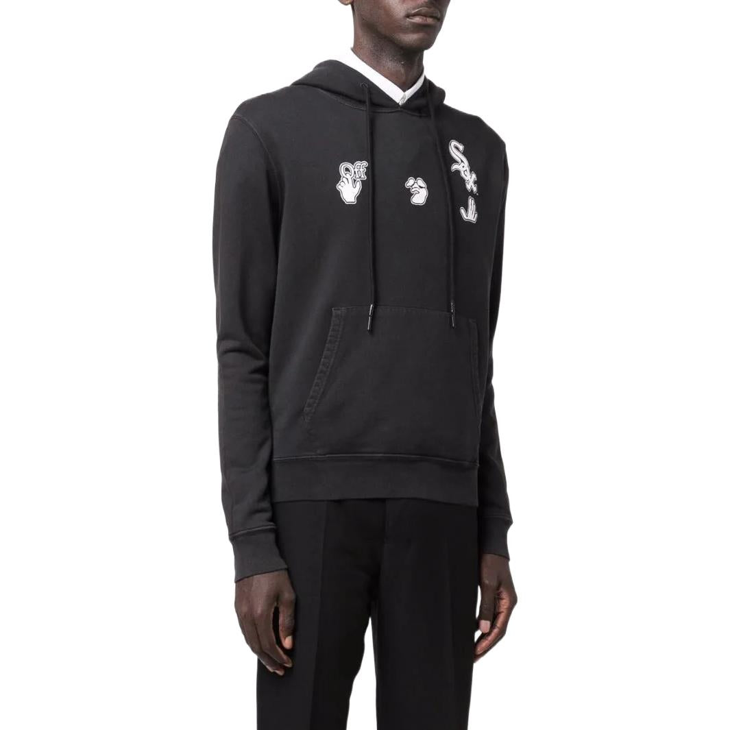Men's Off-White SS22 Printing Hooded Long Sleeves Version Black OMBB034G21FLE00410011001