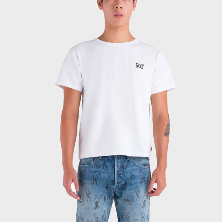 Men's Levis Casual Sports Round Neck Short Sleeve White T-Shirt 87542-0000