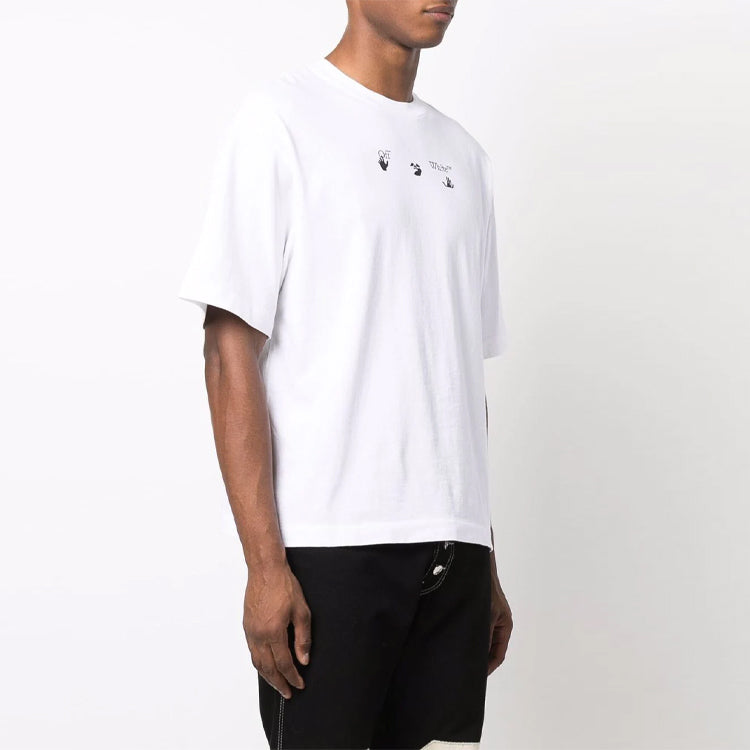 Off-White FW21 Arrows Arrow Logo Printing Short Sleeve Ordinary Version White OMAA120F21JER0050110