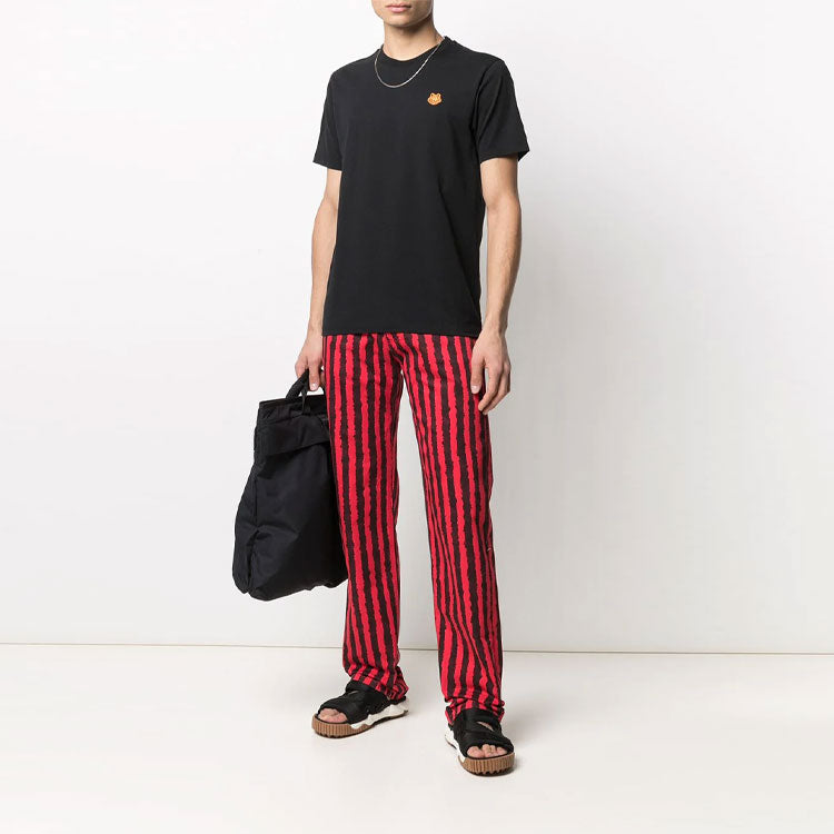 KENZO SS21 Small Tiger Head Pattern Round Collar Male Black FB55TS0034SA-99