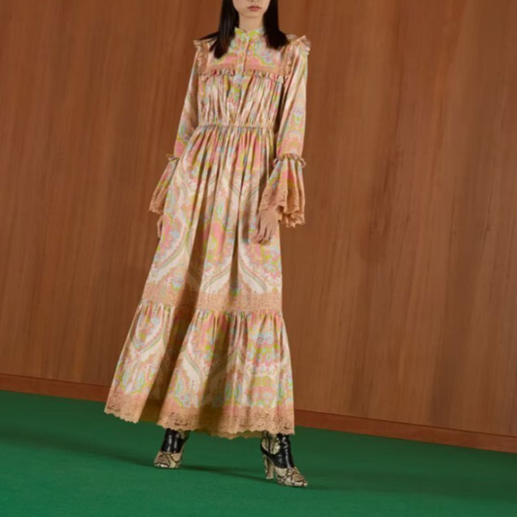 (WMNS) Gucci Floral Print Muslin Dress 'Pale Pink' 704251-ZAJAB-5713