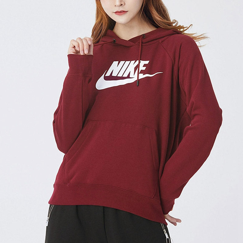 (WMNS) Nike Sportswear Logo Printing Hoodie 'Deep-Wine Red' BV4127-638