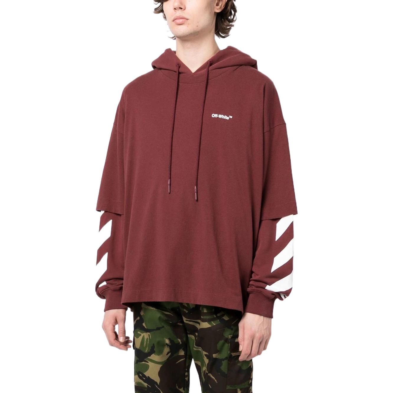 Off-White Diag-Sleeve Cotton Hoodie OMBB098F22FLE0012801