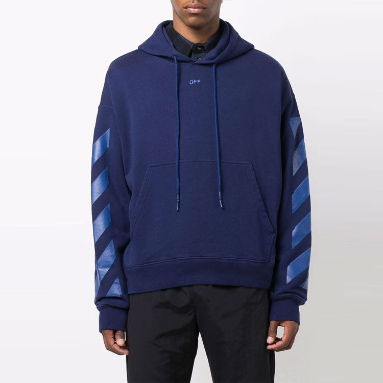 Men's Off-White FW21 Iconic Arrow Pattern Drawstring Loose Fit Blue OMBB085F21FLE0104545