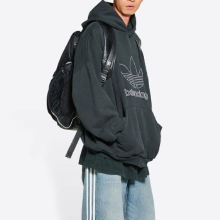 Balenciaga x adidas Logo Oversized Hoodie 'Green White' 712396TNVA93775