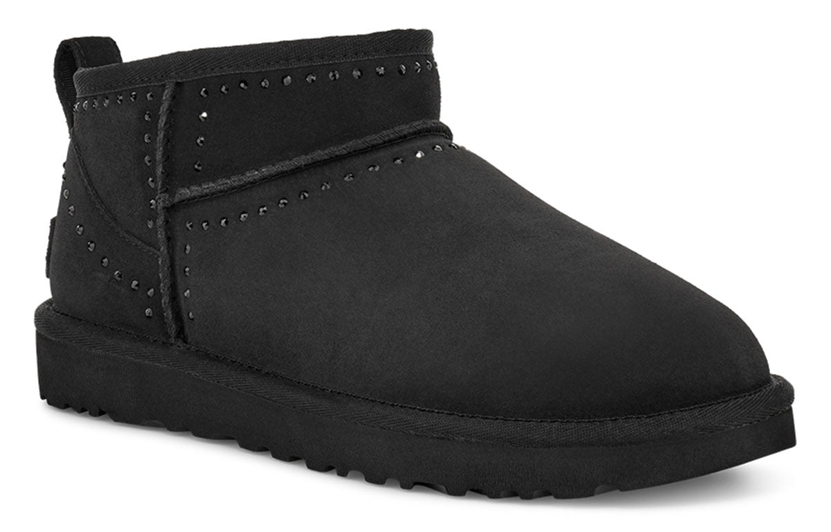 (WMNS) UGG Classic Ultra Mini Bling Fleece Lined 'Black' 1119871-BLK