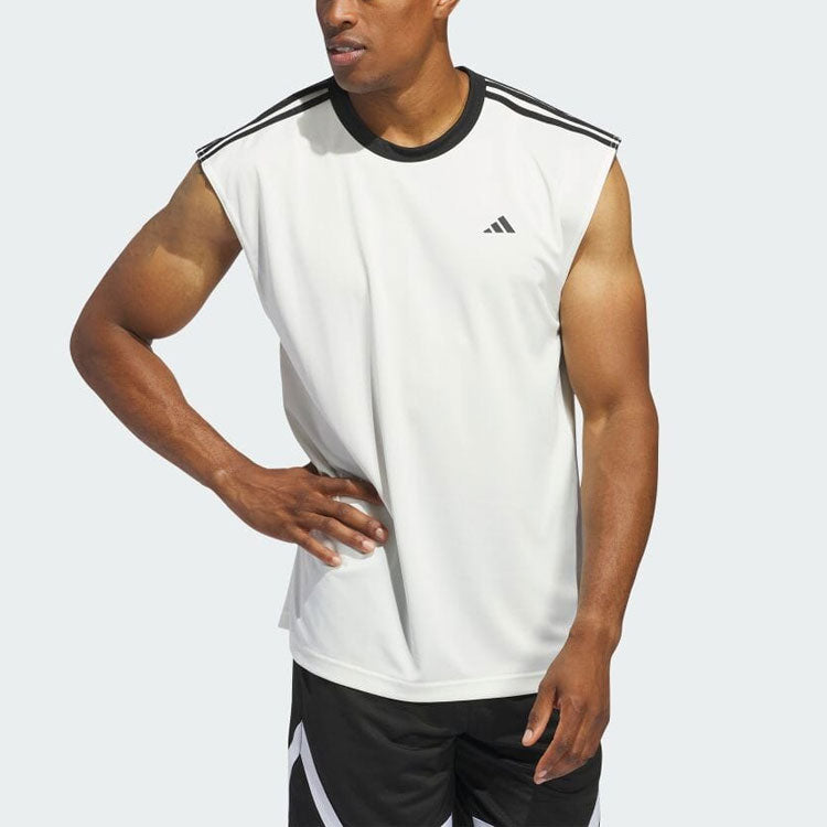 adidas Basketball All-World Sleeveless Tee Asia Sizing 'White Black' IN2572
