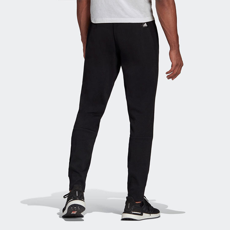 Men's adidas Solid Color Logo Printing Lacing Bundle Feet Sports Pants/Trousers/Joggers Black GM6354