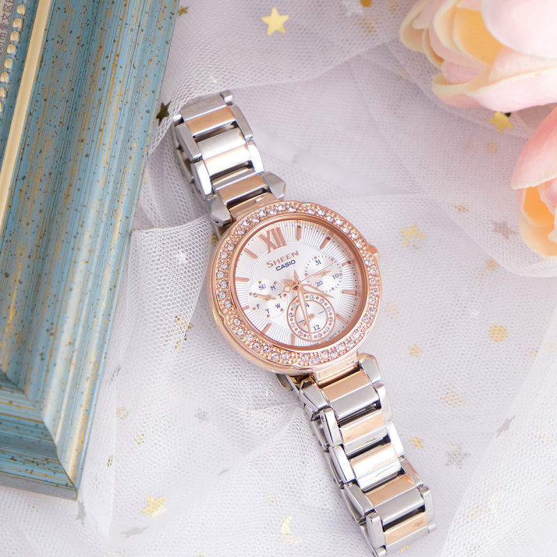 CASIO Female SHEEN Japan / South Korea Fashion Rose Gold Analog SHE-3061SPG-7A