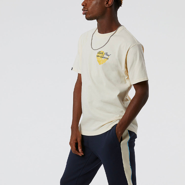 New Balance Men's New Balance x Rich Paul Crossover Logo Printing Round Neck Pullover Short Sleeve Creamy White MT13923-MCU