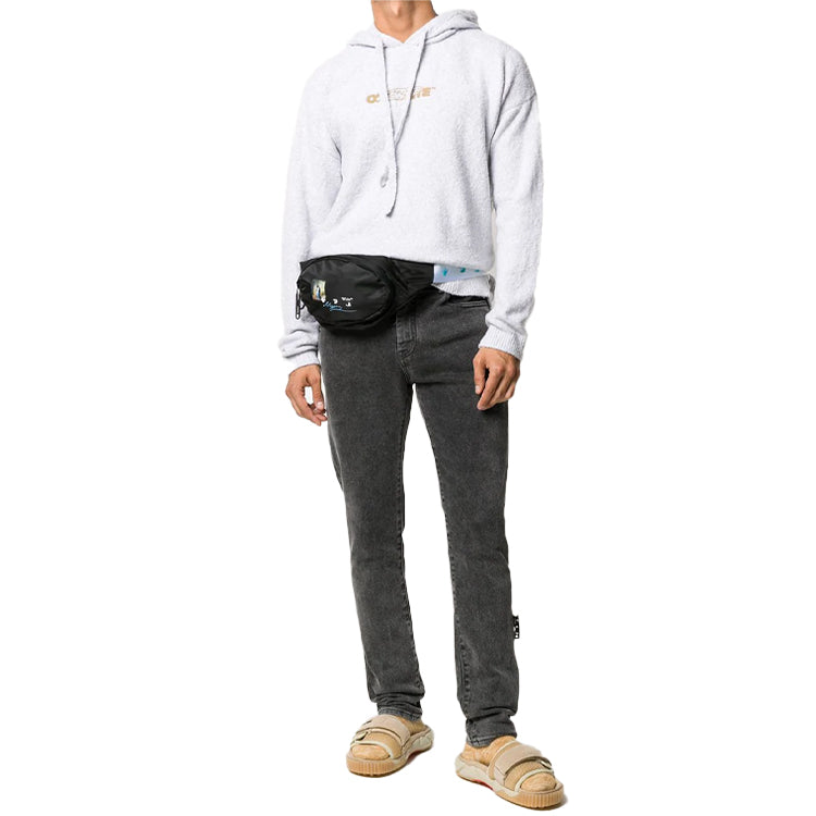 Off-White FW20 ArrowsPrinting Hooded pullover Men Grey OMHA089E20KNI0010320