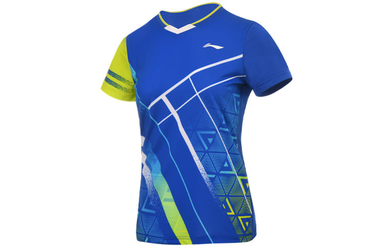 (WMNS) Li-Ning Badminton Series Quick Dry Training Tournament Short Sleeve T-Shirt 'Crystal Blue' AAYS072-3