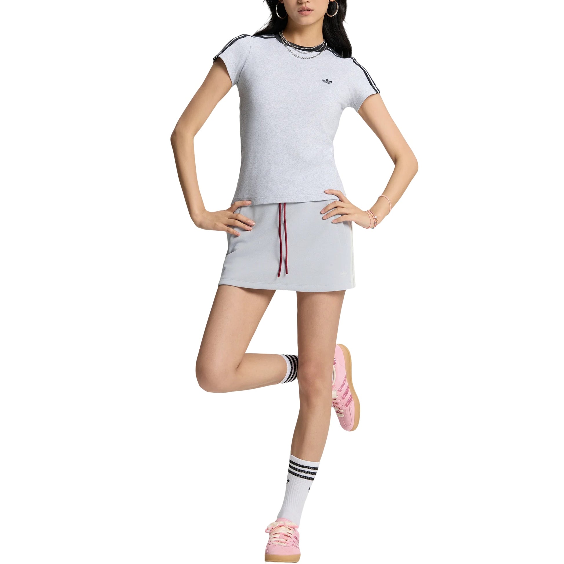 (WMNS) adidas Tailored Cali T-Shirt Asia Sizing 'Light Grey Heather' KT7791