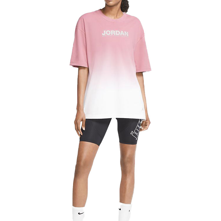 (WMNS) Air Jordan Gradient Alphabet Printing Short Sleeve 'Pink' CU6368-010