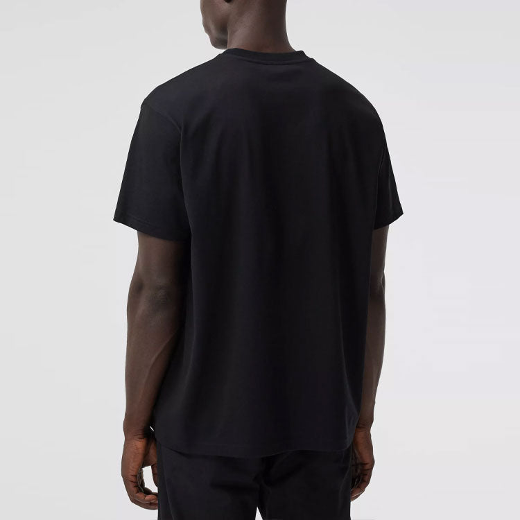 Men's Burberry Printing Cotton Loose Short Sleeve Black 80370561