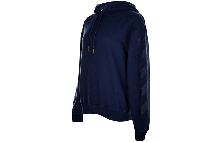 (WMNS) Off-White Hooded Cotton Blue Hoodie OWBB032E19F300963232