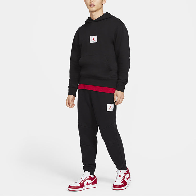 Air Jordan Flight Logo Casual Sports Fleece Lined Pullover Black CZ8261-010