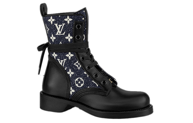 (WMNS) LOUIS VUITTON LV Metropolis Flat Ranger Boots 'Black with Denim Monogram' 1A9RPZ