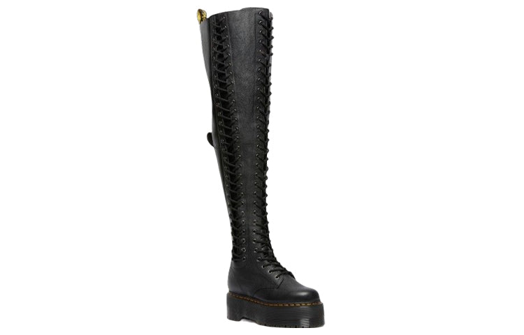 (WMNS) Dr. Martens Azreya Max Leather 26-Eye Platform Boots 'Black' 27360001