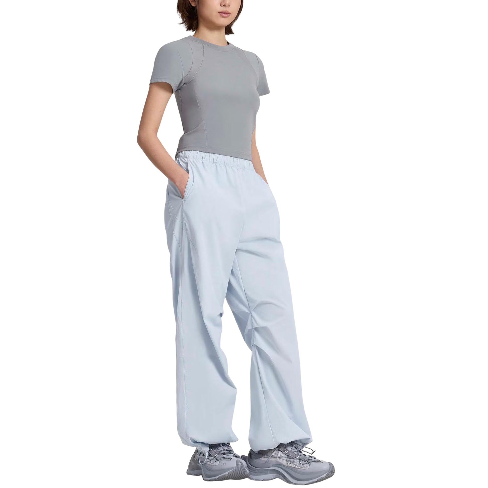 (WMNS) adidas Future Style Woven T-Shirt Asia Sizing 'Grey' KS5174