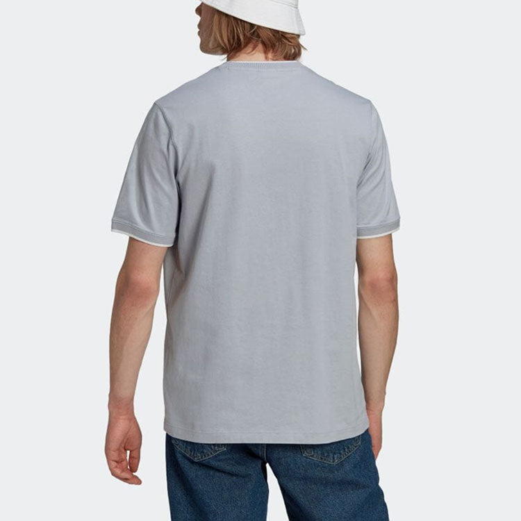 Men's adidas originals Solid Color Logo Alphabet Casual Sports Short Sleeve Silver T-Shirt HK7303