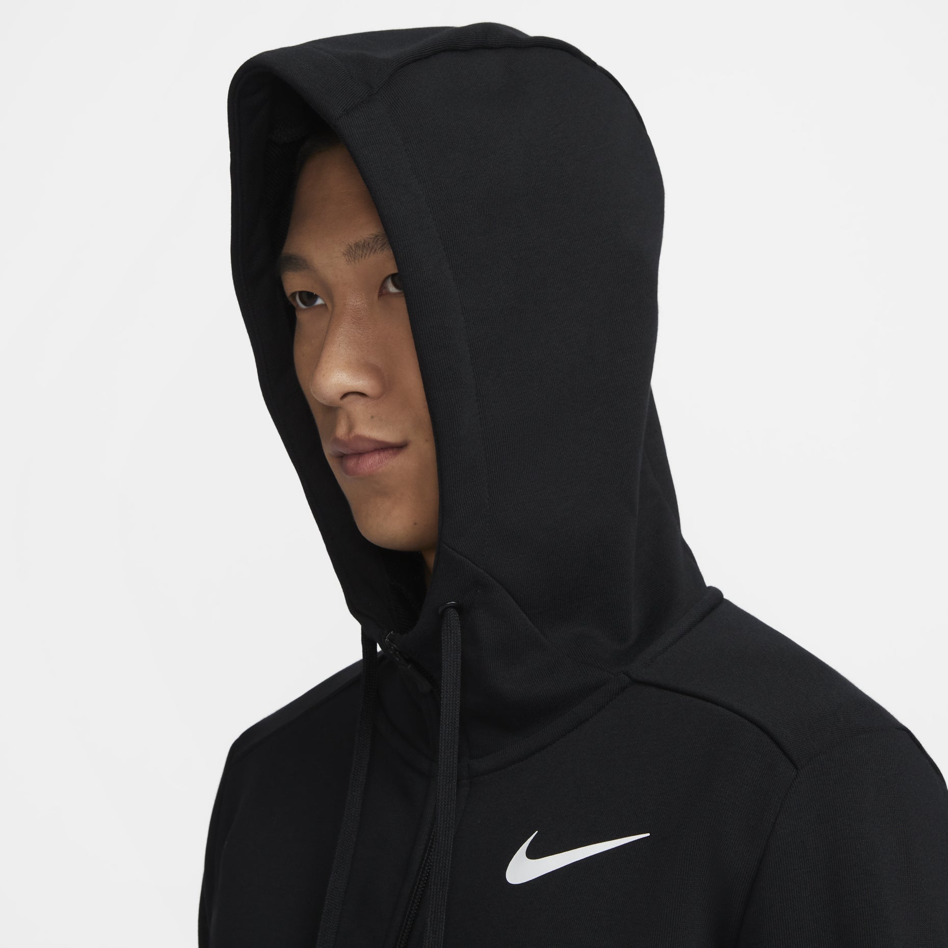 Nike Dri-FIT Fleece Full-Zip Fitness Hoodie 'Black White' FB8576-010