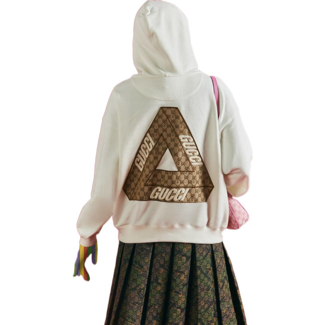 (WMNS) Gucci x Palace Tri-Ferg GG Patch Hoodie 'Cream White Brown' 720348XJE1A9791